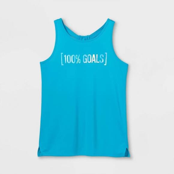 All in Motion 100% Goals Graphic Tank Turquoise Blue XS Performance Sleeveless - Picture 3 of 6